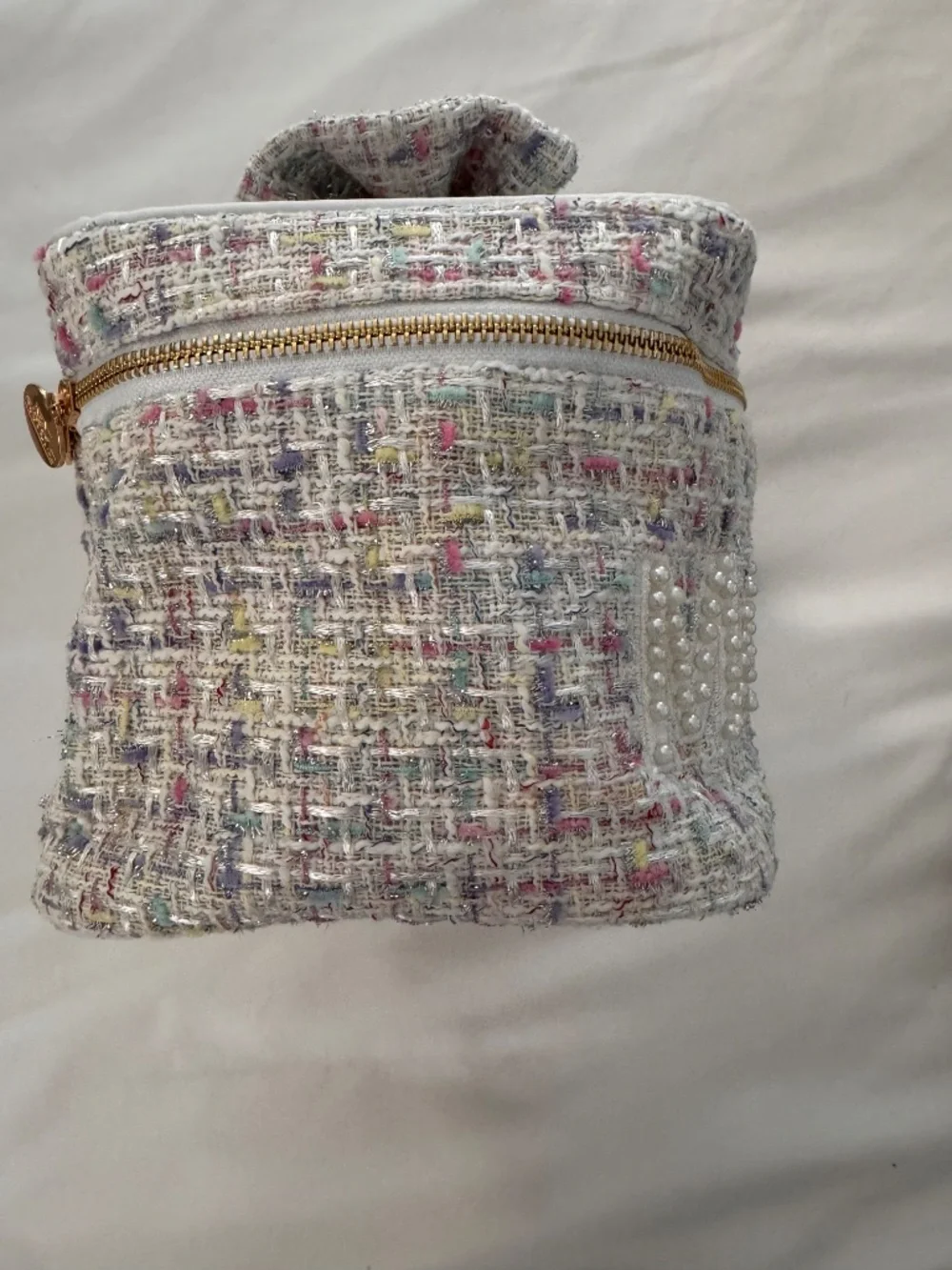 NWT Tweed Pastel Makeup Train Case